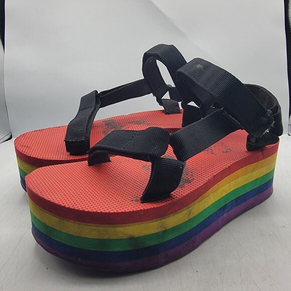 Teva Flatform Universal Womens 8 Rainbow Pride Platform Sandals 1116376 - Picture 4 of 13